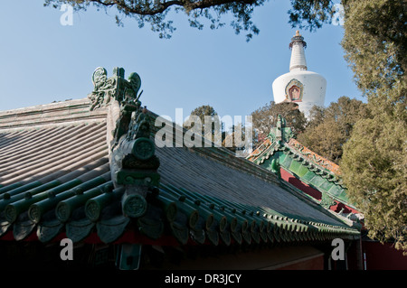 Bai Ta stupa (noto come Pagoda bianca o bianco Dagoba) nel Parco Beihai, Xicheng District, Pechino, Cina Foto Stock