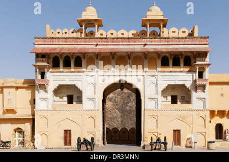 L'ingresso al Forte Amber, Jaipur, Rajasthan, India Foto Stock