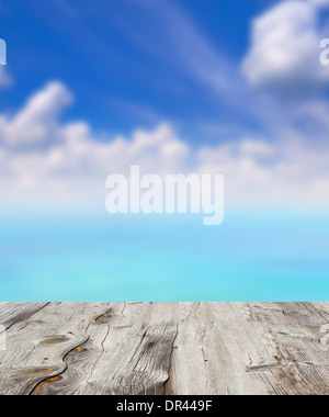 Il legno, il blu del mare e del cielo lo sfondo Foto Stock