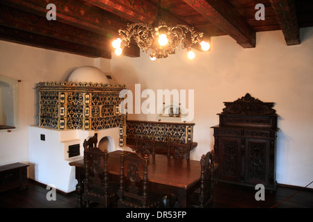 Camino nel castello di Dracula vicino a Brasov, Transilvania, Romania, Europa Foto Stock