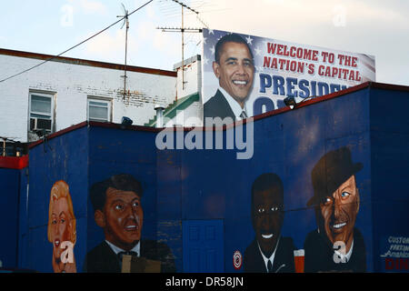 Gen 15, 2009 - Washington, Distretto di Columbia, Stati Uniti - Obama con stelle di Hollywood presso la American Diner, Chevy Chase Circle, Washington DC, 15 Gennaio 2009... (Credito Immagine: © Veronika Lukasova/ZUMAPRESS.com) Foto Stock