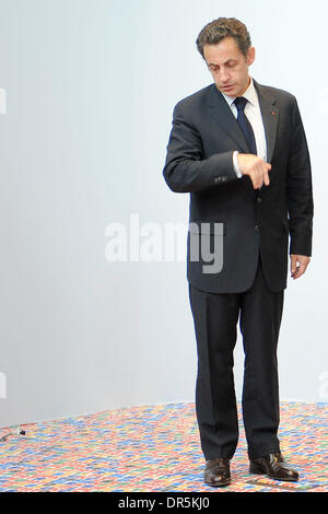 Mar 19, 2009 - Bruxelles, Belgio - Il Presidente francese Nicolas Sarkozy prima del Vertice dell'Unione europea. (Credito Immagine: © Wiktor Dabkowski/ZUMA Press) Foto Stock