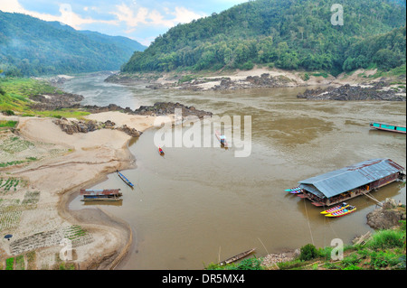 Pak Beng Harbour, Laos Foto Stock