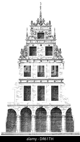 Stile rinascimentale del XVI secolo, a capanna case di città sulla piazza Prinzipalmarkt, Muenster, Renania settentrionale-Vestfalia, Tedesco Foto Stock