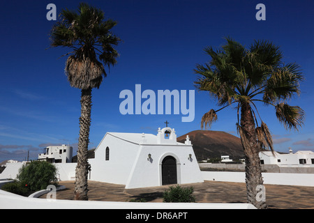 Chiesa di Masdache nella zona La Geria, Lanzarote, Isole Canarie, Canarie, Spagna Foto Stock