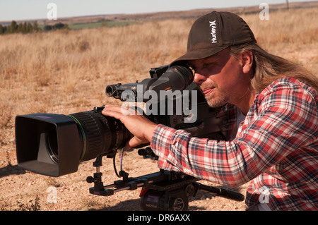 Cameraman consente di girare video in HD con un 400mm lente. Foto Stock
