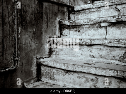 Un dettaglio astratta della città vecchia di Jodhpur in Rajasthan in India in Asia del Sud. Bianco e Nero Mono arte monocromatica osservazione Foto Stock