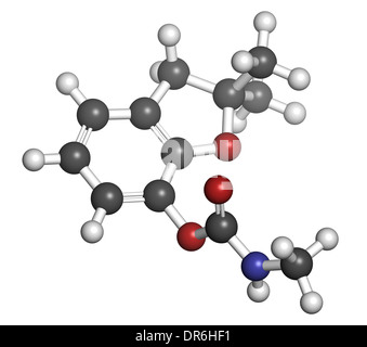 Il carbofuran carbammato pesticida molecola. Insetticida che è anche altamente tossici per gli esseri umani e la fauna selvatica. Foto Stock