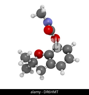 Il carbofuran carbammato pesticida molecola. Insetticida che è anche altamente tossici per gli esseri umani e la fauna selvatica. Foto Stock