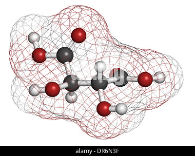 Acido tartarico (acido dextrotartaric molecola). Acido presente nel vino,  aggiunto come additivo ossidante E334 al cibo Foto stock - Alamy