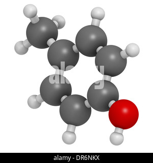 P-cresolo (para-cresolo, 4-metilfenolo) molecola. Componente del sudore umano. Foto Stock