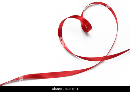 Nastro rosso a forma di cuore,valentines concetto. Foto Stock