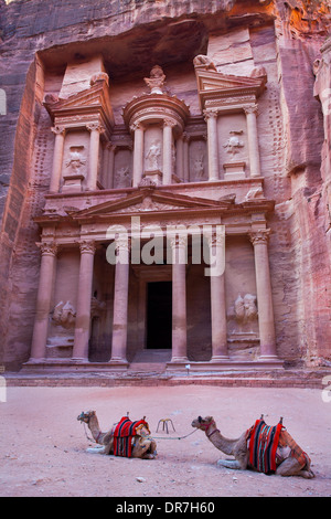 Il Tesoro, Al-Khazneh in Petra, Giordania Foto Stock