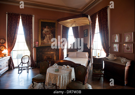 Stati Uniti Mississippi MS Biloxi interno della casa di Jefferson Davis Presidente degli Stati Confederati d'America Guerra civile camera da letto Foto Stock