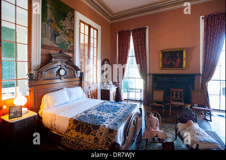 Stati Uniti Mississippi MS Biloxi interno della casa di Jefferson Davis Presidente degli Stati Confederati d'America Guerra civile camera da letto Foto Stock