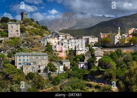 Townscape di Nonza, Cap Corse, Haute-Corse, Corsica, Francia Foto Stock