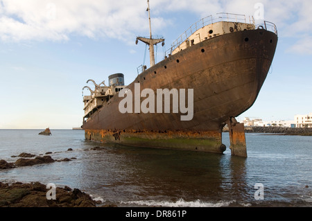 Lanzarote naufragio tra Arrecife e Costa Teguise Temple Hall Pantelis Telamon nave navi spedizione relitti relitto affondato sinkin Foto Stock