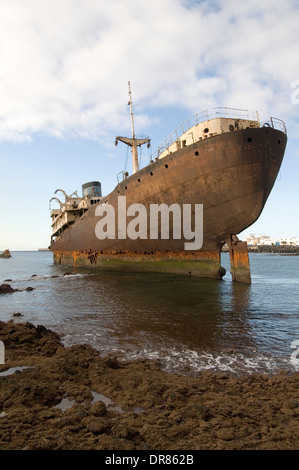 Lanzarote naufragio tra Arrecife e Costa Teguise Temple Hall Pantelis Telamon nave navi spedizione relitti relitto affondato sinkin Foto Stock