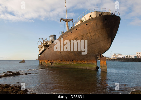 Lanzarote naufragio tra Arrecife e Costa Teguise Temple Hall Pantelis Telamon nave navi spedizione relitti relitto affondato sinkin Foto Stock