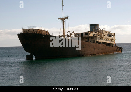 Lanzarote naufragio tra Arrecife e Costa Teguise Temple Hall Pantelis Telamon nave navi spedizione relitti relitto affondato sinkin Foto Stock