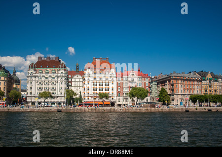 Ampia vista sul porto parte della città di Stoccolma. Svezia Foto Stock