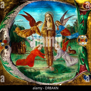 (St. Maria Maddalena circondata da angeli del Maestro del Salomone Wildenstein (Protasio Crivell) Milano o Cremona 1499-1512 Foto Stock