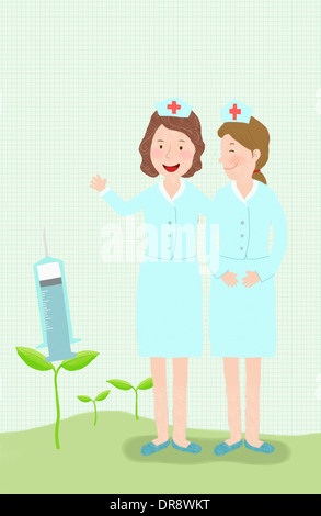 Illustrazione di infermieri Foto Stock