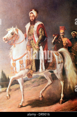 Turco ottomana Sultano Selim III (1761-1808) in Costume ottomano a cavallo della Turchia Foto Stock