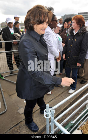 Cherie Blair International vedove giorno - celebrità a piedi di capra celebrità portano allevamento di capre su London Bridge a marchio International vedove giorno. Londra, Inghilterra - 23.06.12 Foto Stock