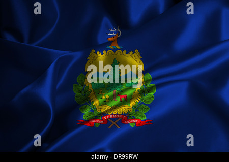 Bandiera del Vermont su raso texture. Foto Stock