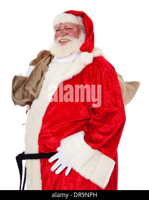 Babbo Natale in autentico look. Tutto su sfondo bianco. Foto Stock