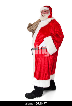 Babbo Natale in autentico look. Tutto su sfondo bianco. Foto Stock