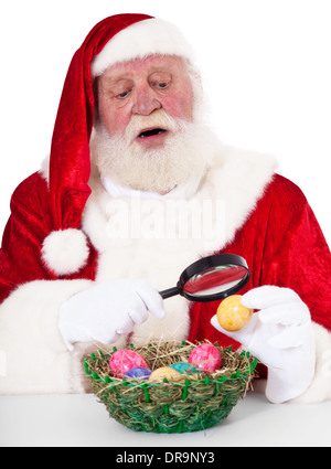 Babbo Natale in autentico look. Tutto su sfondo bianco. Foto Stock