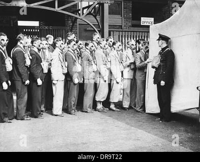 Le maschere antigas, la II Guerra Mondiale Foto Stock