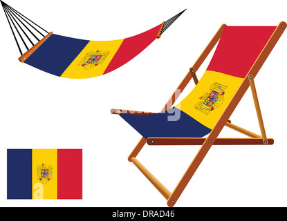 La Romania e Amaca sedia a sdraio set contro uno sfondo bianco, astratto arte vettoriale illustrazione Foto Stock