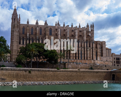 La facciata a sud di Palma cattedrale La Seu Mallorca Spagna Spain Foto Stock