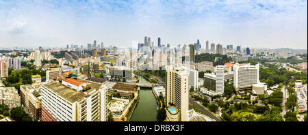 Panoramica Foto aerea dello skyline di Singapore Foto Stock