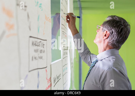Imprenditore fiore di scrittura grafico sulla parete per ufficio Foto Stock
