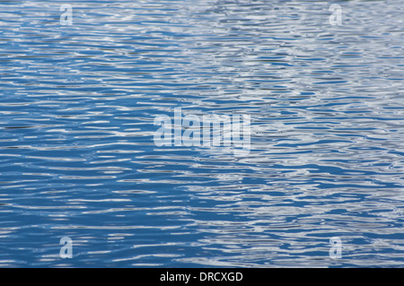 Increspature sulla superficie dell'acqua blu Foto Stock
