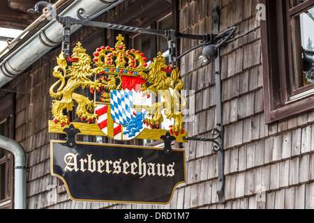 Arberseehaus sulla montagna Arber nella foresta bavarese Germania Foto Stock