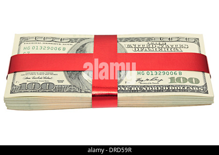 Di dollari legato da un nastro rosso Foto Stock