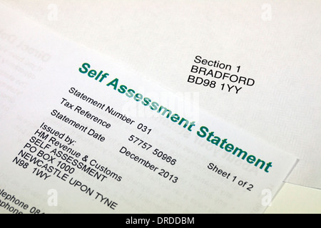 Le imposte sul reddito self assessment statement Foto Stock