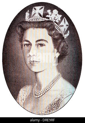 Ritratto della regina Elizabeth II da 10 libbre banconota, UK, 1970 Foto Stock