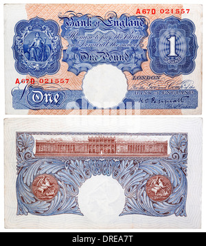1 libbra di banconota, Emergenza Problema di tempo di guerra, UK, 1940 Foto Stock