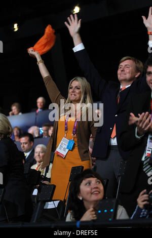 La principessa Maxima dei Paesi Bassi e del Principe Ereditario Willem Alexander, durante la cerimonia di apertura del London 2012 Giochi Olimpici presso lo stadio olimpico di Londra - Inghilterra - 27.07.12 Foto Stock