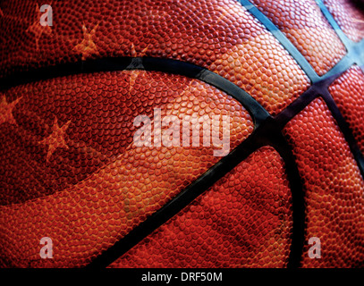 Primo piano della struttura sulla vecchia pelle usurati basket Foto Stock