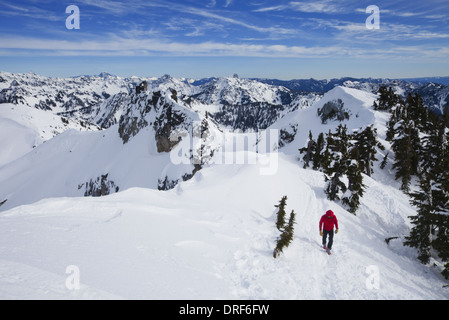 Picco Snoqualmie Washington stato USA. scalatore vertice picco Snoqualmie Cascades Washington Foto Stock