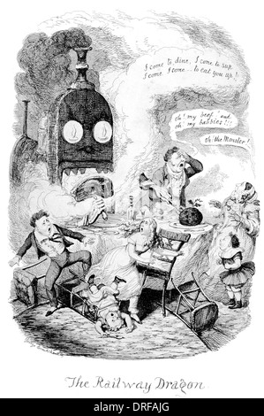 George Cruikshank la ferrovia Dragon. Pubblicato per la prima volta 1845 incisione in acciaio Foto Stock