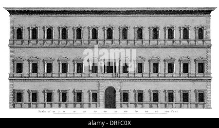 Palazzo Farnese Roma in alzato frontale Foto Stock