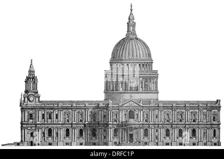 La Cattedrale di St Paul, Londra.. Ovest in alzato frontale Foto Stock